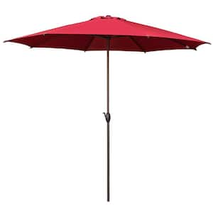 11 ft. Market Patio Umbrella Table with Push Button Tilt and Crank in Red