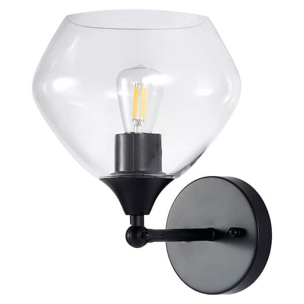 Merra 4.7 in. Matte Black Reversible Wall Sconce with Wine Glass Shade