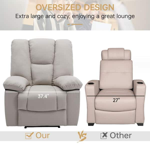 Beige oversized online recliner