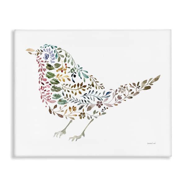 Floral Nature Bird by Danhui Nai Unframed Animal Graphic Art Print 30 in. x 40 in.