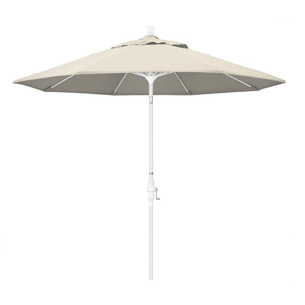 California Umbrella 9 ft. Fiberglass Market Collar Tilt M White Patio ...