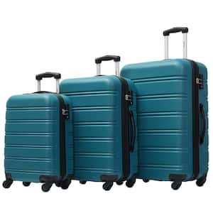 Antique Blue Green 3-Piece Expandable ABS Hardside Spinner Luggage Set with TSA Lock
