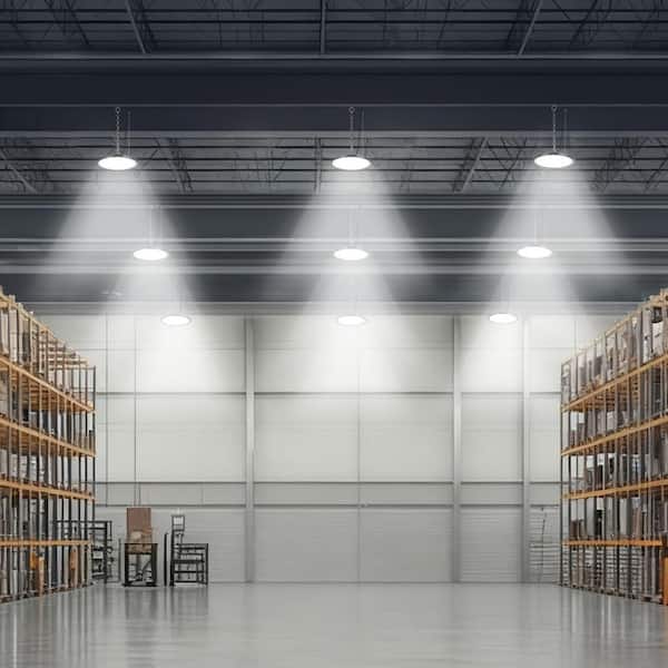 6 Pack LED High Bay Lights, 5000K 150W 21000LM Super Bright UFO LED Warehouse Shop Lights, IP65 Waterproof, Black