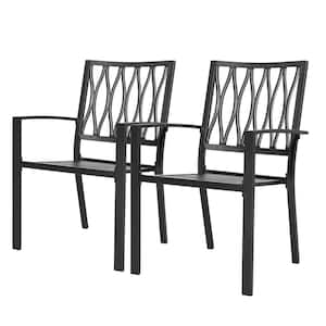 Stackable Metal Patio Bistro Outdoor Dining Chair in Black