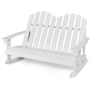 White Wood Outdoor Rocking Chair Kid Adirondack Backrest Armrest