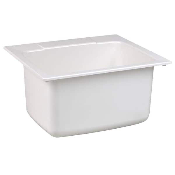 MUSTEE 22 in. x 25 in. x 13.75 in. Molded Fiberglass Drop in Utility Sink in White