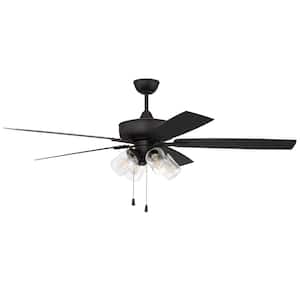 Outdoor Super Pro-104 60 in. Indoor/Outdoor Dual Mount Flat Black Ceiling Fan with 4-Light LED Light Kit