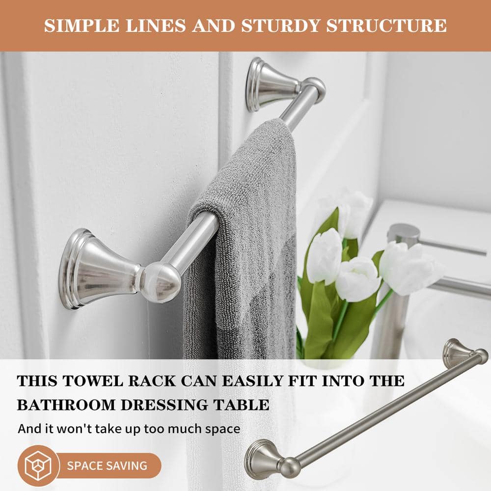 Brushed Nickel 18-Inch Wall Mounted Towel Bar