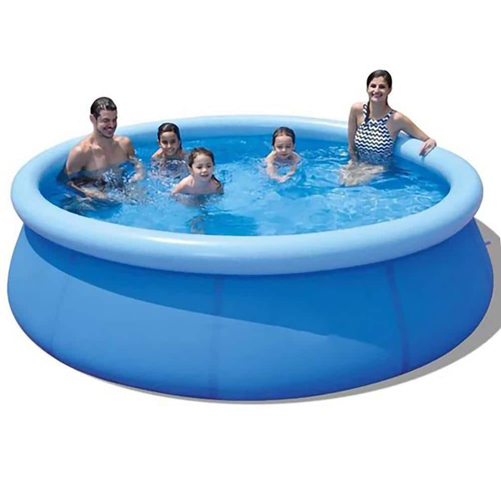 Tunearary Blues 144 in .L x 144 in .W Round 30 in. D Inflatable Pool ...