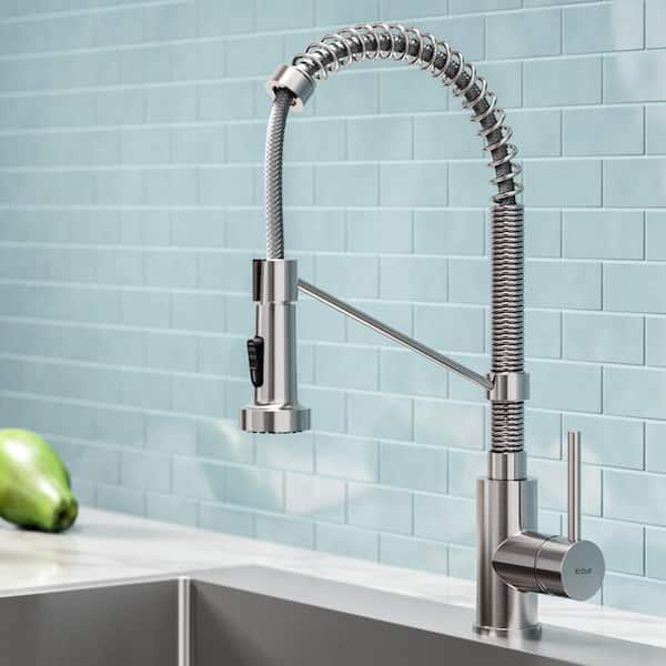 Kraus Bolden Single Handle Pull Down Sprayer Kitchen Faucet With Dual Function Sprayhead In Stainless Steel Kpf 1610ss The Home Depot