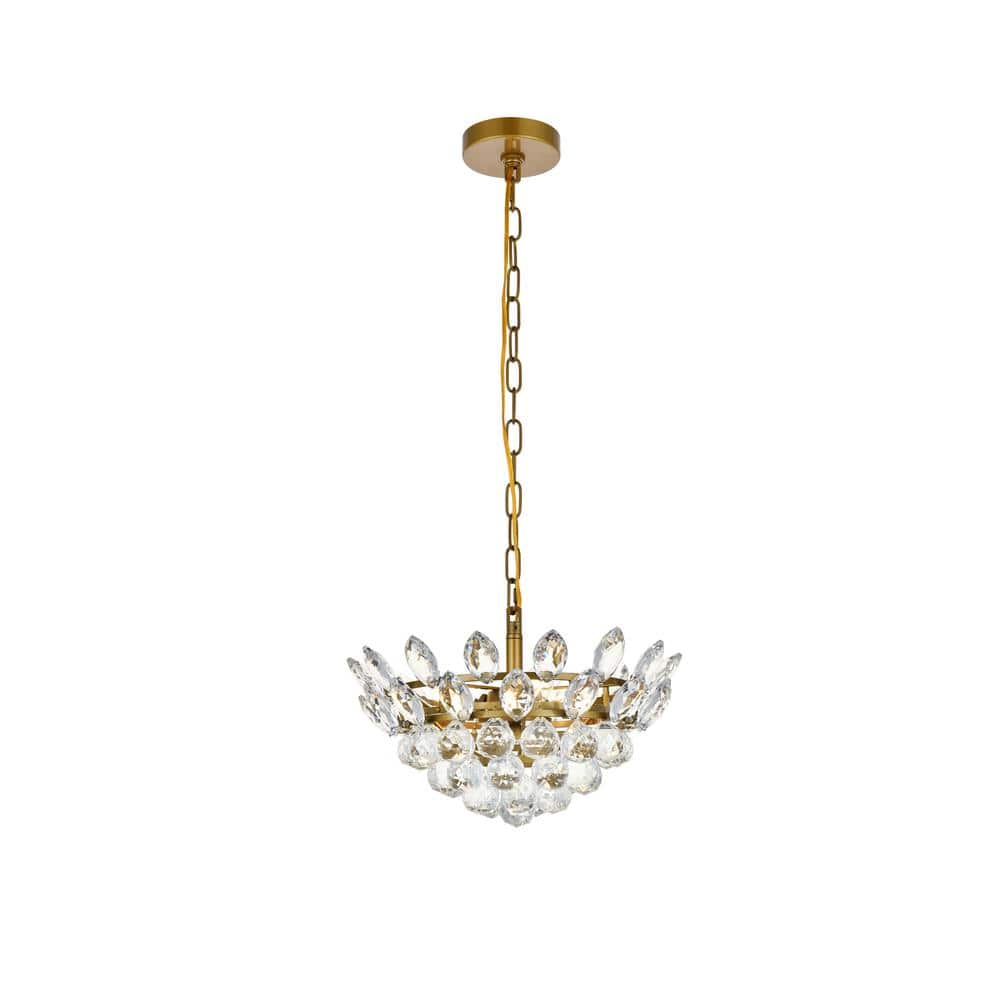 Timeless Home 14 in. 3Light Brass Pendant Light ELP2208D14BR The