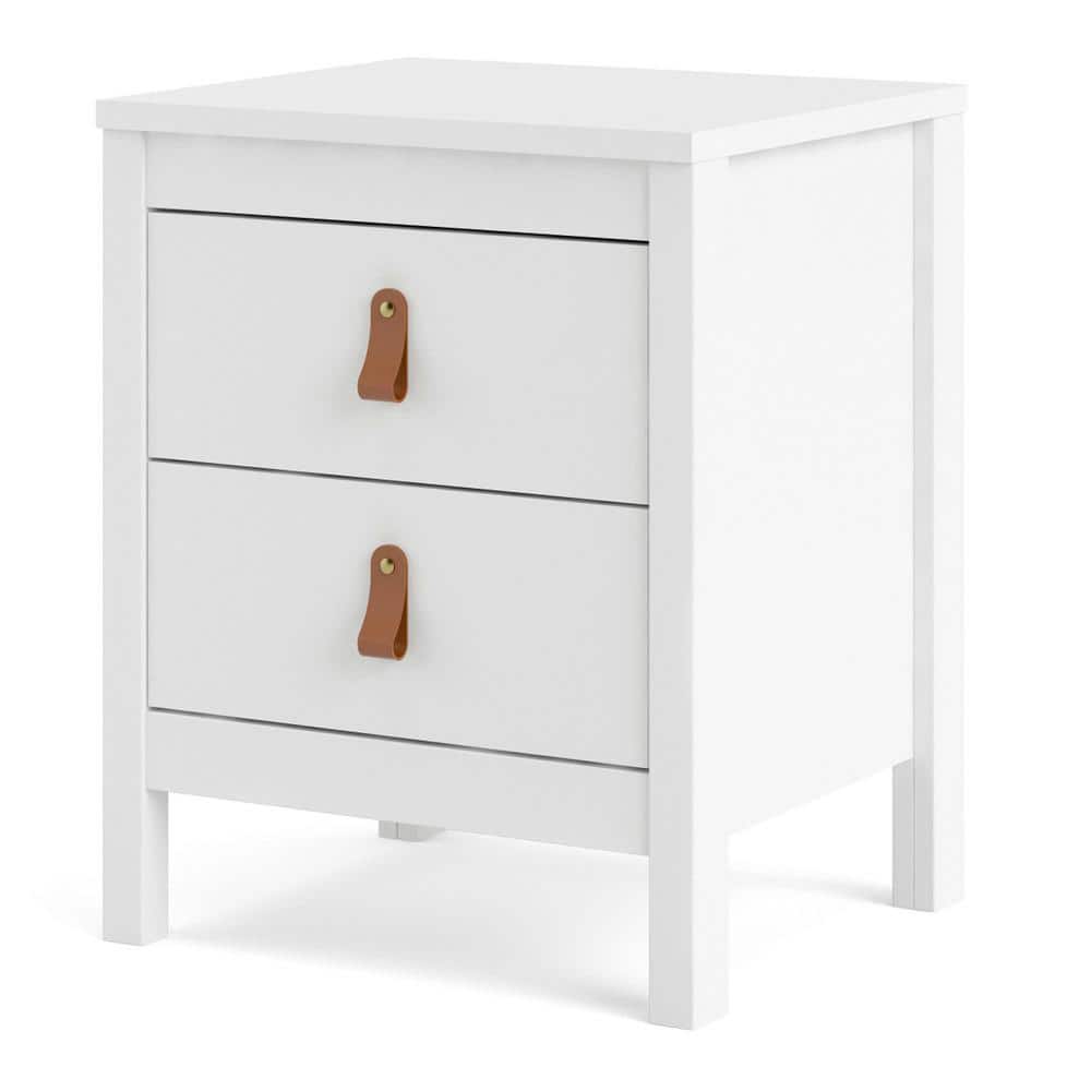 White 2-Drawer Modern Nightstand with Foil Finish