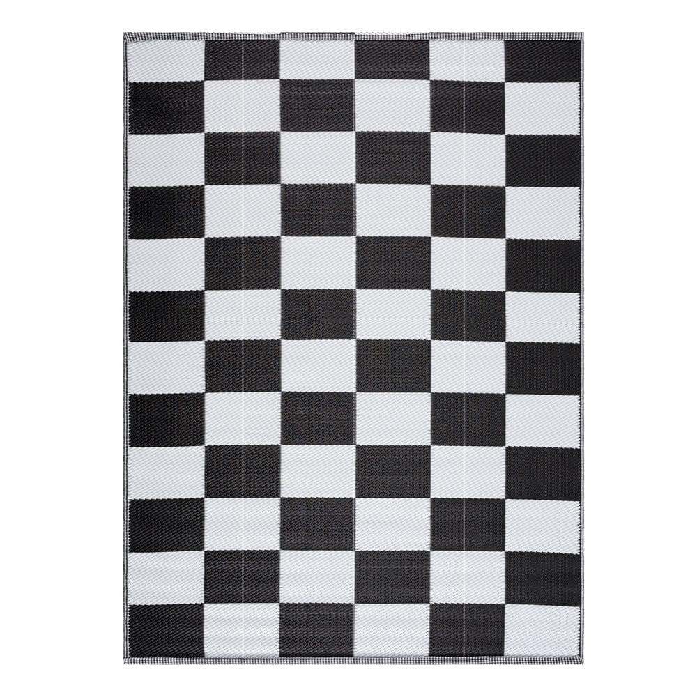 PLAYA RUG California Black and White 10 ft. x 14 ft. Folded Reversible ...