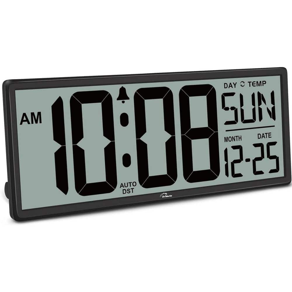 14.5 in. Black Digital Wall Clock, Battery Operated