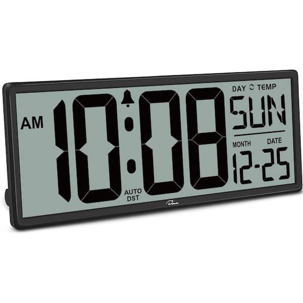 Unbranded 14.5 in. Black Digital Wall Clock, Battery Operated