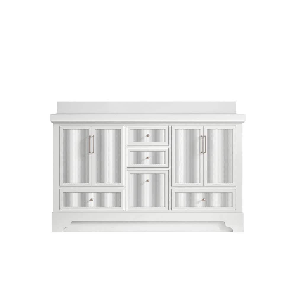 Alys 60 in. W x 22 in. D x 36 in. H Double Sink Bath Vanity in White with 2 in. White Qt. Top price history on PriceWatchPro