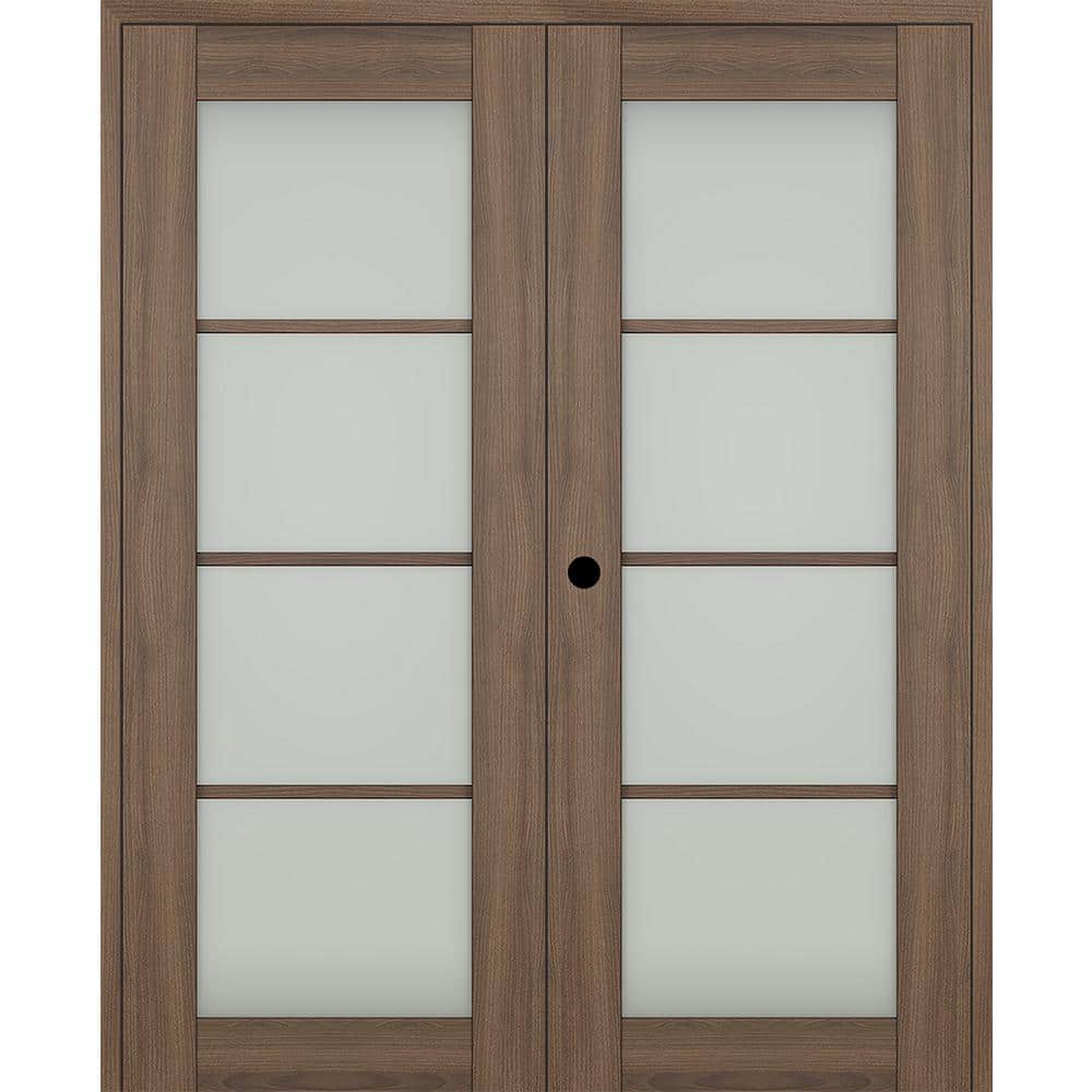 "Vona 48""x 84"" Right Hand Active 4-Lite Frosted Glass Pecan Nutwood Wood Composite Double Prehung French Door" price history on PriceWatchPro