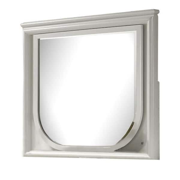 Dima Pearl White 2.5 in. W x 34 in. H Modern and Contemporary Rectangle Wood Framed Mirror