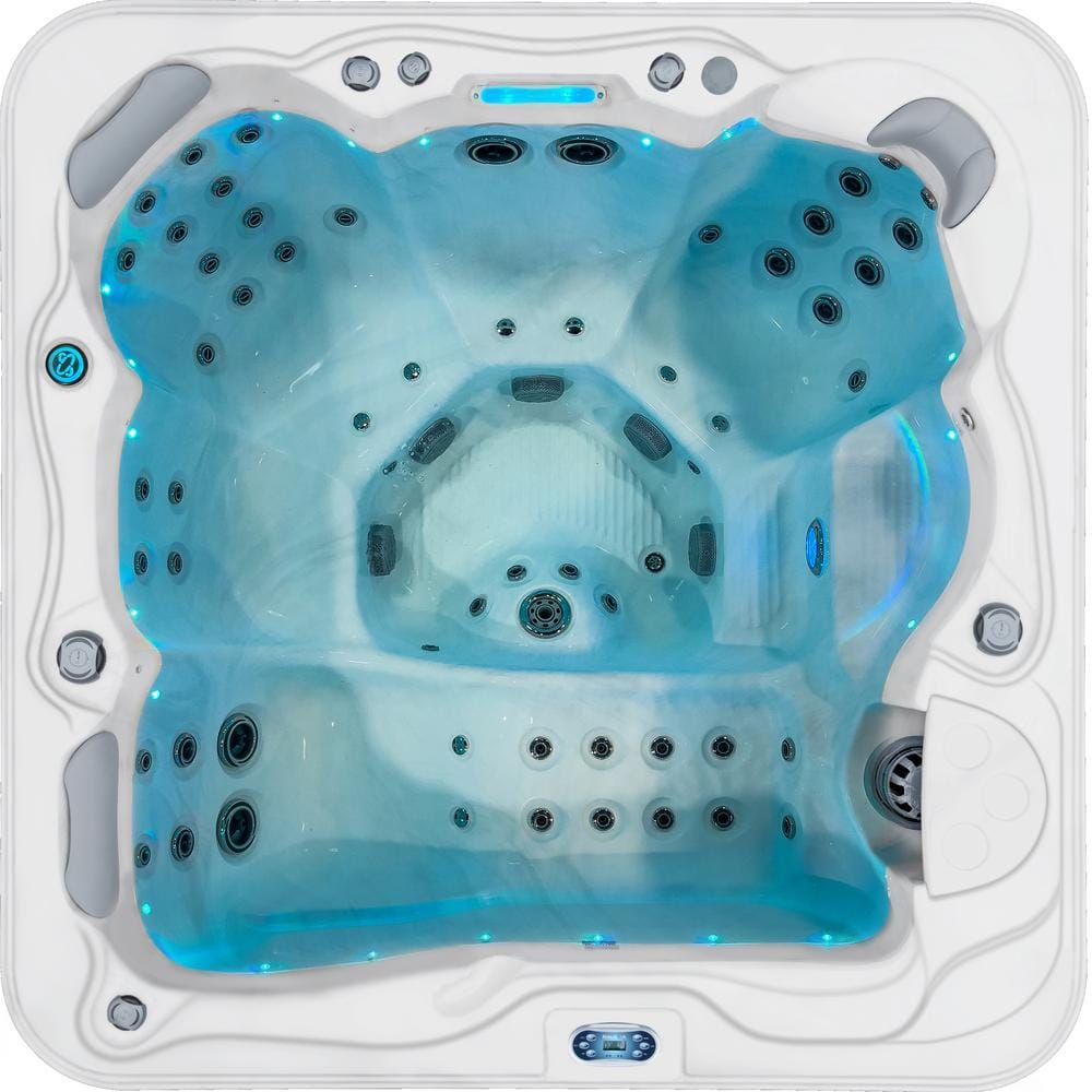 Gloss White and Grey 5-Person Rectangle Electric Hot Tub