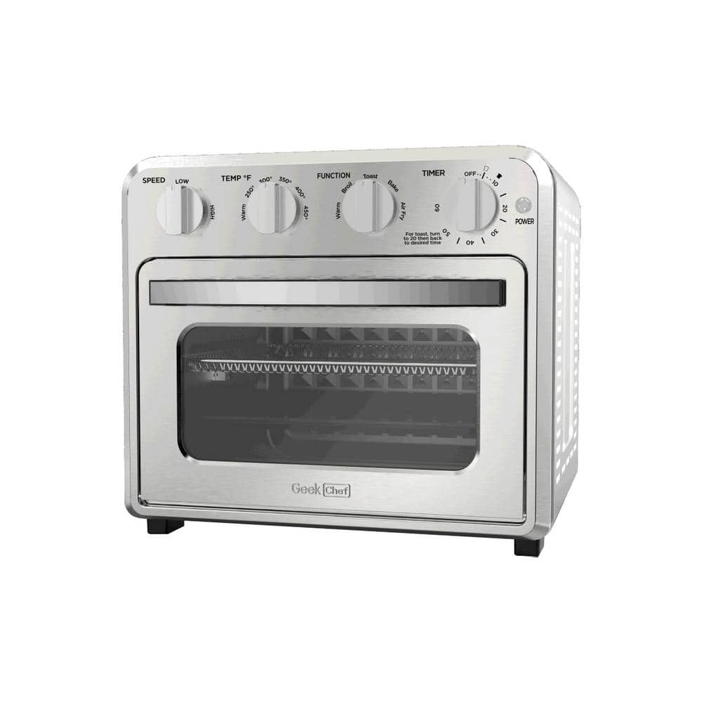 Amucolo Silver Stainless Steel 16 qt. Air Fryer Toaster Oven Combo with Accessories