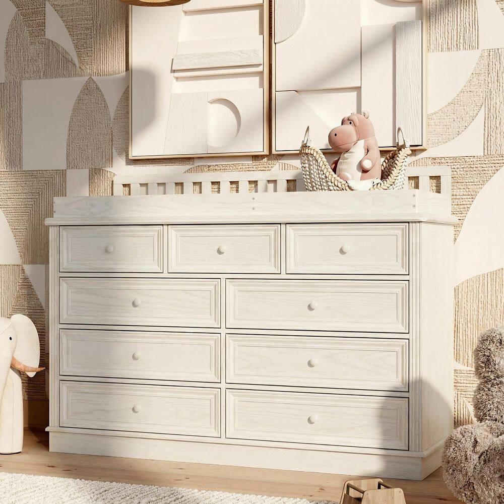 White 100% Pine Solid Wood 12 Drawer 55.1 in. Dresser without Mirror, Changing Table, Chest of Drawers, Accent Drawers