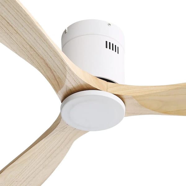 52 in. Indoor White Reversible DC Motor 6 Speeds Ceiling Fan with Remote Control, Solid Wood Fan Blade