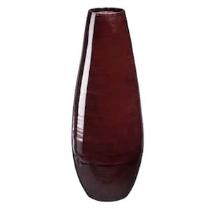 22 in. Brown Decorative Handcrafted Bamboo Tear Drop Floor Vase