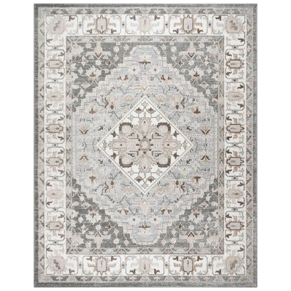 Alor Zia Gray 8 ft. x 10 ft. Oriental/Medallion Indoor Area Rug