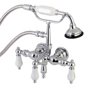 Vintage 3-3/8 in. Center 3-Handle Claw Foot Tub Faucet with Handshower in Chrome