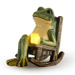 3.89 in. L x 2.36 in. W x 3.93 in. H Solar Garden Statue Frog Decor for Patio, Yard and Lawn Ornament