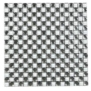 Reflections Silver 12 in. x 12 in. Diamond Square Glass Mosaic Peel and Stick Tile (25 sq. ft./Case)