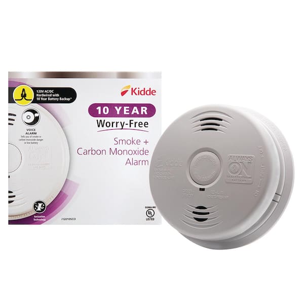 Kidde 10-Year Worry Free Smoke & Carbon Monoxide Detector, Hardwired with 10 Year Battery Backup & Voice Alarm