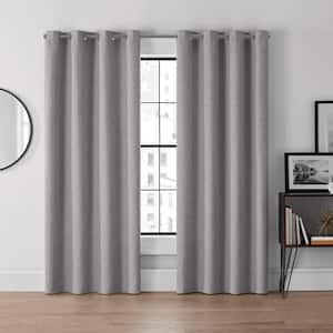 Lawson Grey Solid Polyester 50 in. W x 63 in. L Grommeted Blackout Curtain Panel