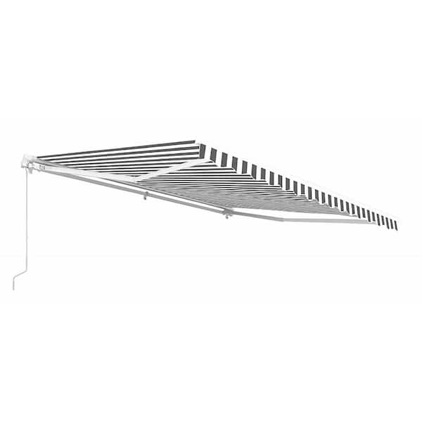ALEKO 20 ft. Motorized Retractable Awning (120 in. Projection) in Grey and White Striped