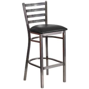31 in. Black and Clear Metal Cushioned Bar Stool