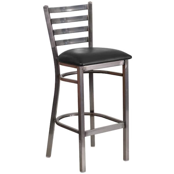 Flash Furniture 31 in. Black and Clear Metal Cushioned Bar Stool