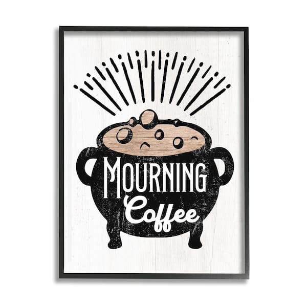 Stupell Industries Mourning Coffee Cauldron by Lil' Rue 1-Piece Framed Graphic Print Food Poster Art Print 14 in. x 11 in.