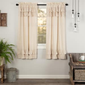 Simple Life Flax 36 in W x 63 in L Ruffled Light Filtering Rod Pocket Window Panel Natural Creme Pair