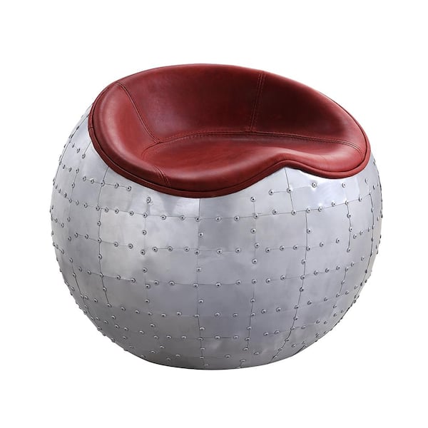 Acme Furniture Brancaster Ottoman in Red and Aluminum