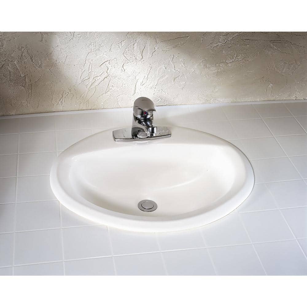 White Vitreous China Oval Countertop Bathroom Sink with Faucet Holes