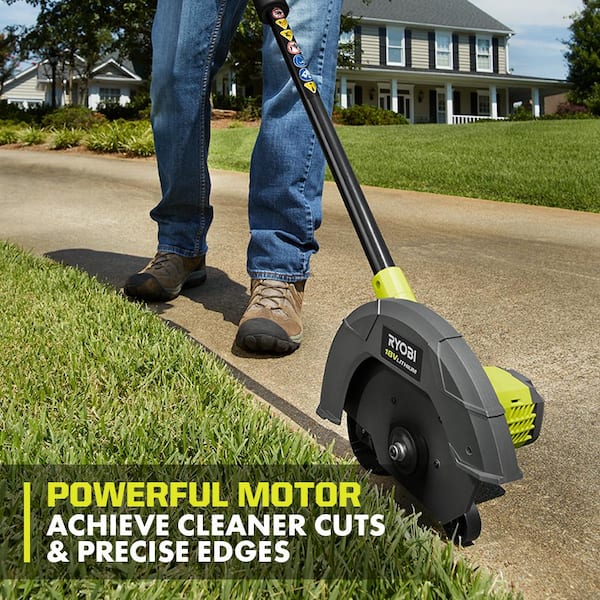 RYOBI ONE 18V 9 in. Cordless Battery Edger Tool Only with Extra Edger Blade P2300BTL AC04215 The Home Depot