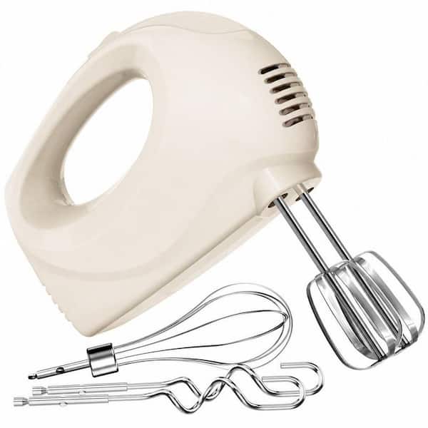 Ivory 5-Speed Lightweight Hand Mixer with Whisk and Traditional Beaters Electric Hand Mixer for Blending or Cooking