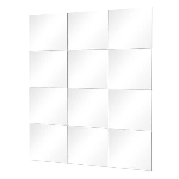 Fab Glass and Mirror 14 in. x 14 in. Frameless Mirror Tiles for Walls (Pack of 12), Self-Adhesive for Large Living Spaces or Custom Decor