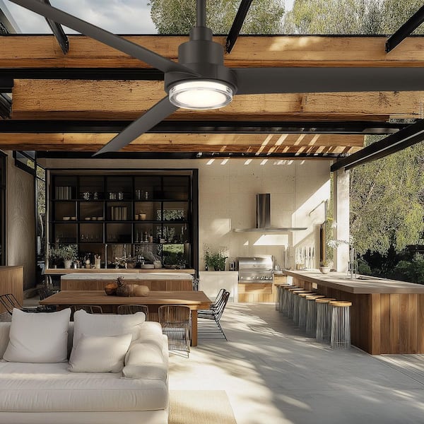 Bolo 62 in. Smart Indoor/Outdoor Matte White Standard Ceiling Fan Selectable CCT Integrated LED and Remote