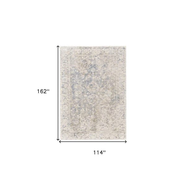 2 ft. x 8 ft. Ivory, Blue Abstract Area Rug