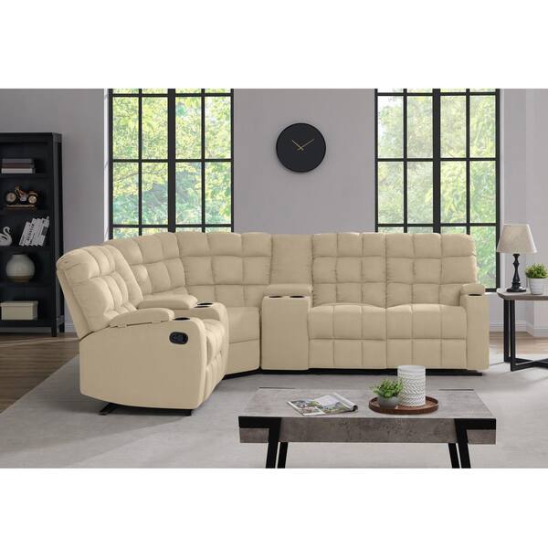 Bolero Black Gel Fabric 6 Piece Power Reclining Sectional