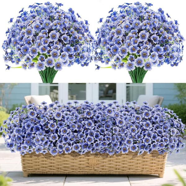 13 in. Blue Indoor/Outdoor Artificial Assorted Flowers