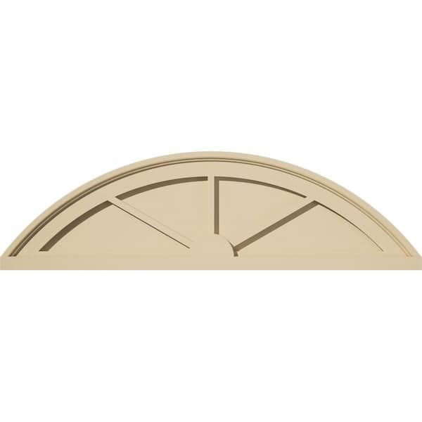 Ekena Millwork 32 in. W x 9 in. H x 2 in. P Segment Arch 3 Spoke Signature Urethane Pediment, Primed Tan
