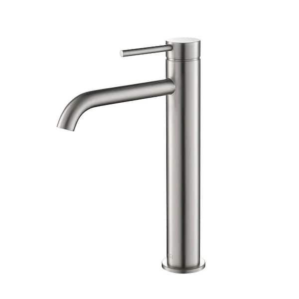 KIBI Circular Single Handle Bathroom Vessel Sink Faucet in Brushed Nickel