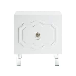 Gretchen Lacquered White End Table Lucite Leg Nightstand